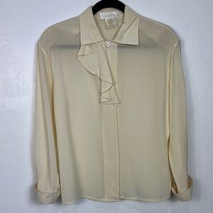 ESCADA By Margarita Ley Vintage Silk Ruffled Blouse In Cream Size 6